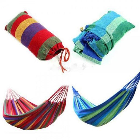 76" x 30" Leisure Canvas Hammock Stripes for Camping Hiking Travel Two Colors Random