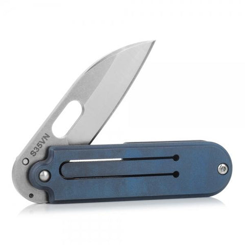 FURA Folding Titanium Alloy (Handel) + SV35N Power Steel Clasp Knife (Blade) Blue