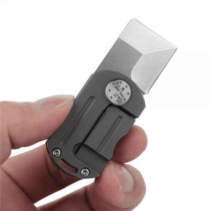 FURA Mini "Press-to-Open" TC4 Titanium Alloy + M390 Powder Steel Clasp Knife Gray