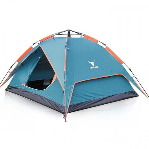 Double Layers Camping Camp Tent Outdoor Waterproof for 4 Persons Blue