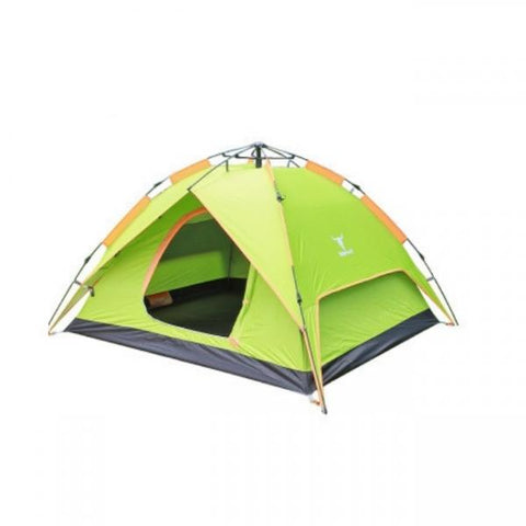 Double Layers Camping Camp Tent Outdoor Waterproof for 4 Persons Green